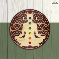 Blume Des Lebens 7 Chakren Holz | Buddha Handmade Wandbild Spirituelle Lebensblume Für Meditation Und Yoga Boho Geschenk Feng Shui von Seebergwerk