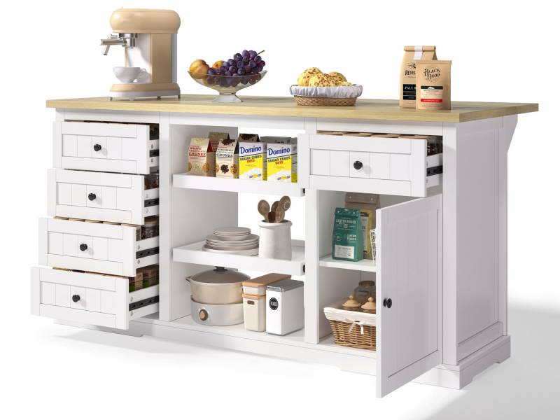 SeedWave Anrichte Vielseitiges Sideboard mit Ladefunktion, 150cm Klappbare Tischplatte, Küchen Schrank mit 2 Ausziehbare Tablette, 1,5m Stromkabel SeedWave Anrichte Vielseitiges Sideboard mit Ladefunktion, 150cm Klappbare Tischplatte, Küchen Schrank mit 2 Ausziehbare Tablette, 1,5m Stromkabel von SeedWave