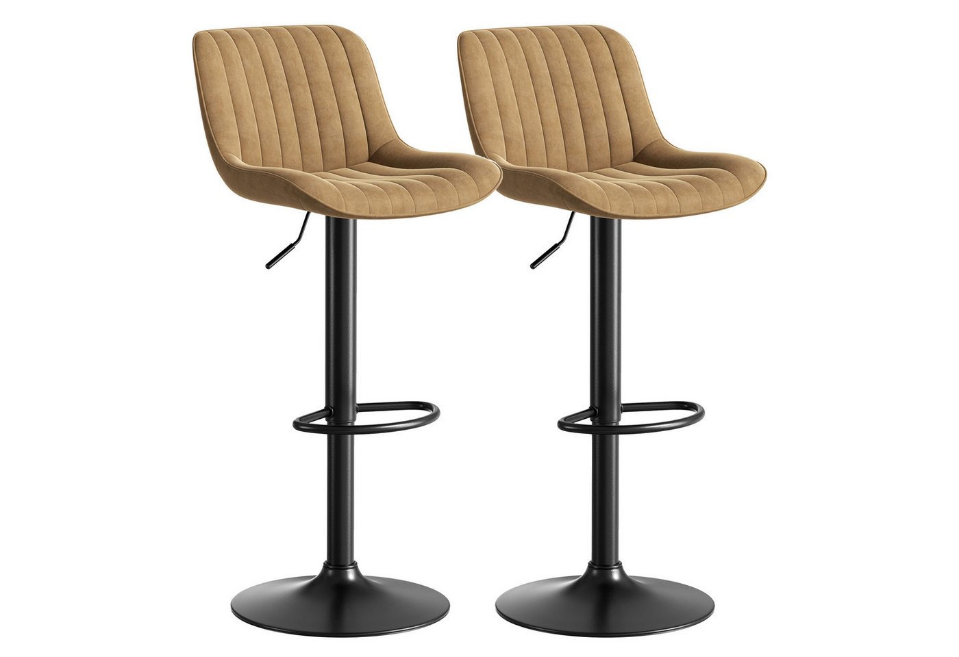 SeedWave Barhocker Samt Barstühle-Set Höhenverstellbar 360° Drehbarer Polsterhocker (2er Set), 2er Set Bistrohocker mit Fußstütze von SeedWave