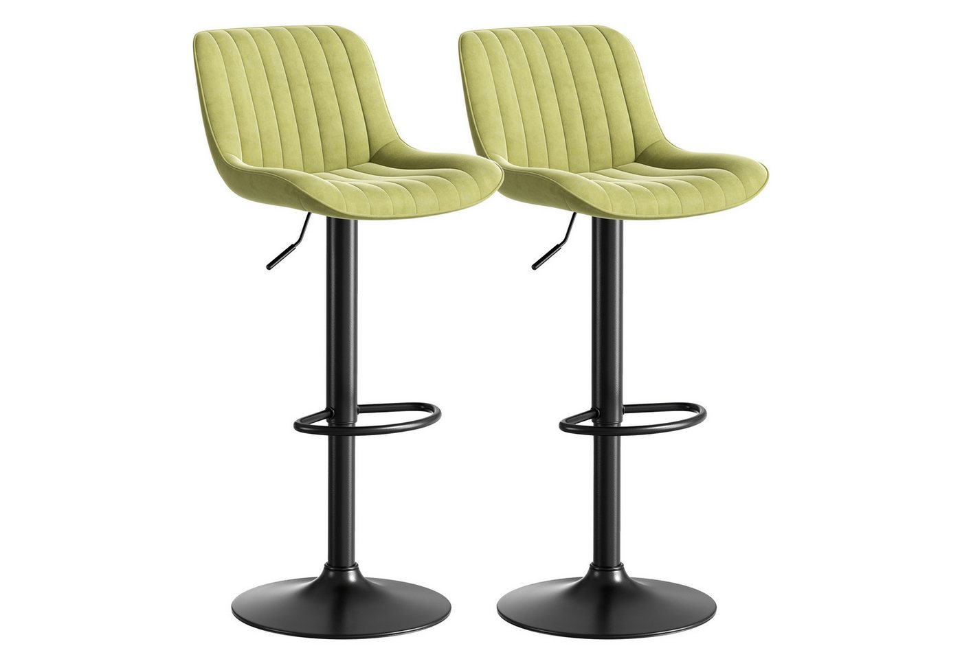 SeedWave Barhocker Samt Barstühle-Set Höhenverstellbar 360° Drehbarer Polsterhocker (2er Set), 2er Set Bistrohocker mit Fußstütze von SeedWave