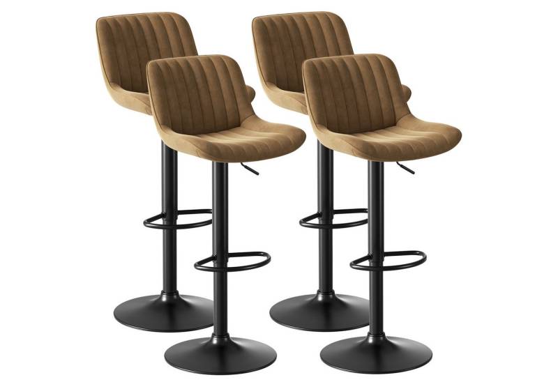 SeedWave Barhocker Samt Barstühle-Set Höhenverstellbar 360° Drehbarer Polsterhocker (2er Set / 4er Set), 4er Set Bistrohocker mit Fußstütze von SeedWave