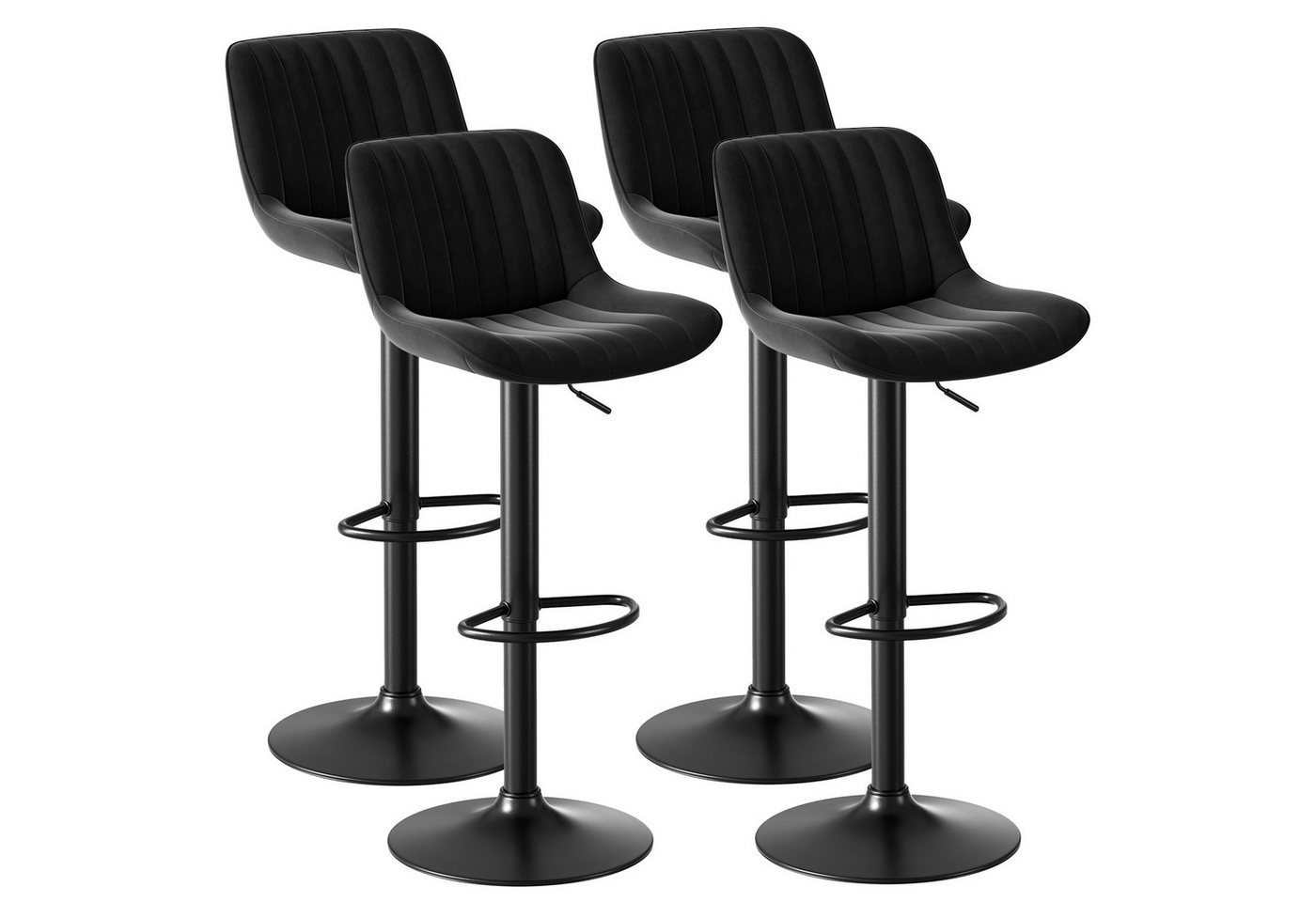 SeedWave Barhocker Samt Barstühle-Set Höhenverstellbar 360° Drehbarer Polsterhocker (2er Set / 4er Set), 4er Set Bistrohocker mit Fußstütze von SeedWave