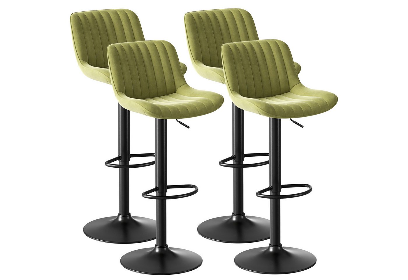 SeedWave Barhocker Samt Barstühle-Set Höhenverstellbar 360° Drehbarer Polsterhocker (2er Set / 4er Set), 4er Set Bistrohocker mit Fußstütze von SeedWave
