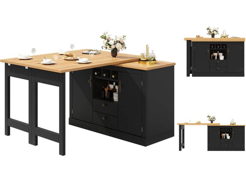 SeedWave Bartisch 360 Grad drehbarer Küchentisch mit Klappbarer Tischplatte, Stauraum, Erweitern auf 180 cm, Anrichte beinhaltet 3 Weinflaschfächer SeedWave Bartisch 360 Grad drehbarer Küchentisch mit Klappbarer Tischplatte, Stauraum, Erweitern auf 180 cm, Anrichte beinhaltet 3 Weinflaschfächer von SeedWave