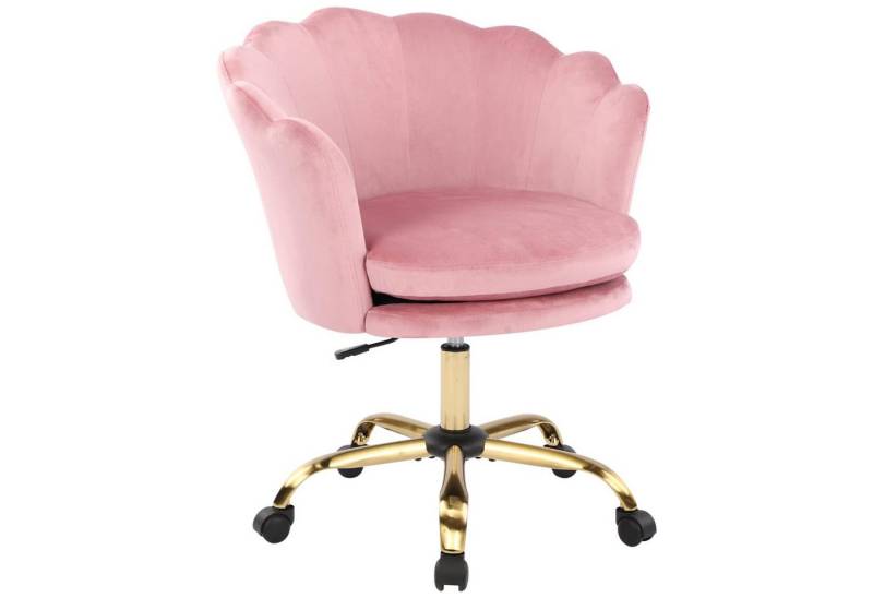 SeedWave Bürostuhl Samt Drehstuhl mit Rollen, Rose Höhenverstellbar Schminkstuhl, Blütenblatt Gepolstert Rückenlehne, niedlicher Schreibtischstuhl, 150kg von SeedWave