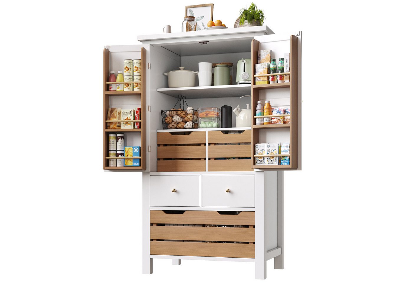 SeedWave Buffet Kontrastfarbener Mehrzweckschrank mit 2 Schranktüren, 5 Schubladen Küchenbuffet inkl. 6× Regale, Kippschutz-Set SeedWave Buffet Kontrastfarbener Mehrzweckschrank mit 2 Schranktüren, 5 Schubladen Küchenbuffet inkl. 6× Regale, Kippschutz-Set von SeedWave