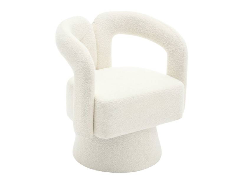 SeedWave Drehsessel Berbervlies-Sessel mit Hohlen Armlehnen, Bequemer 360° Drehstuhl, Ergonomisch, Holz- & Metallrahmen, Ideal fürs Wohnzimmer von SeedWave