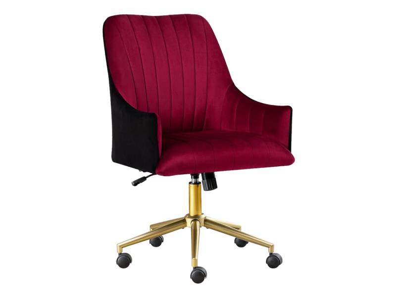 SeedWave Bürostuhl Plissierter Samtstuhl mit Rollen, Höhenverstellbar Drehstuhl Bis 150Kg, Gepolstert Ergonomischer Schreibtischstuhl,burgunderrot Longesessel von SeedWave