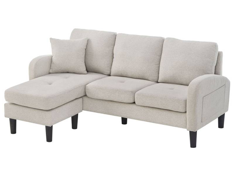 SeedWave Ecksofa L-Form Couch mit Kissen und Ottomane, Baumwoll-Leinen-Mischgewebe, Modulares Polstersofa 185 x 118 x 82 cm von SeedWave