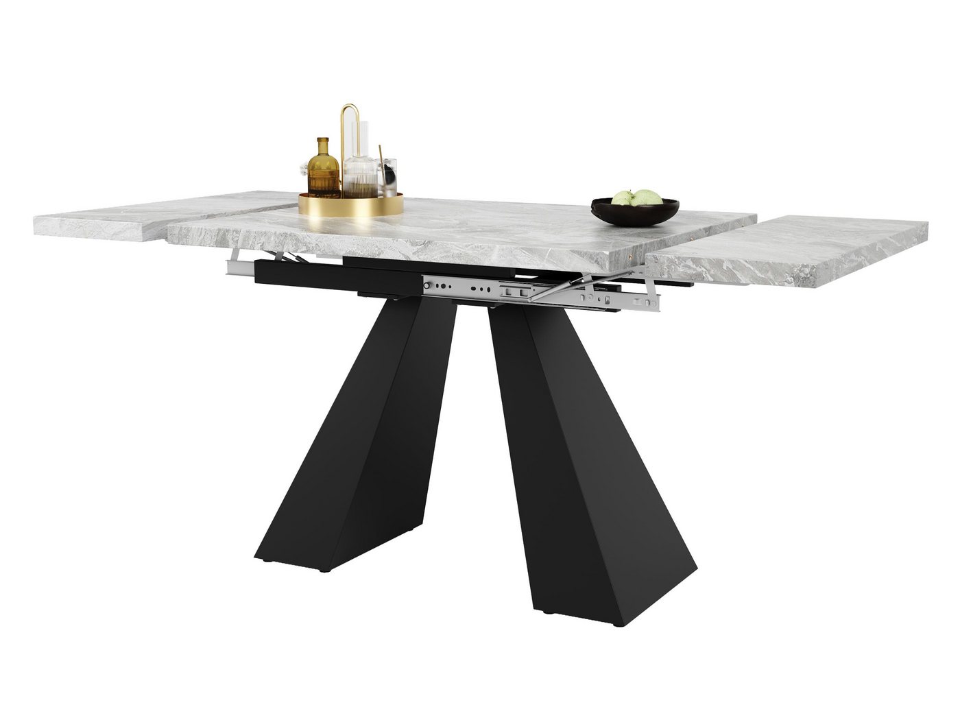 SeedWave Esstisch Ausziehbarer, 99-159 cm verstellbare Größe, moderne Marmoroptik, verstellbare Stabilitätspads, stabile Doppelfußkonstruktion von SeedWave