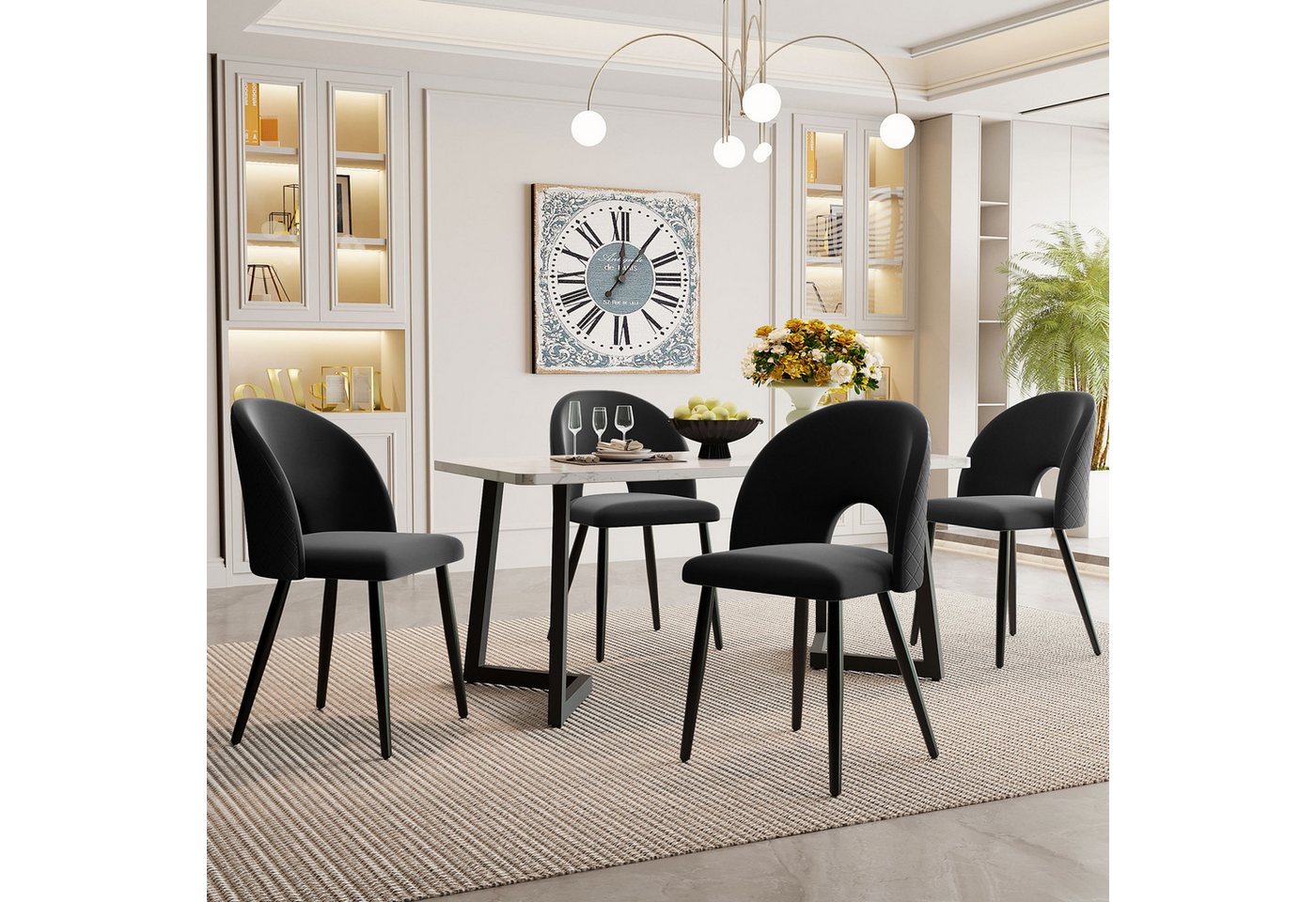 SeedWave Esszimmer-Set Sitzgarnitur für Wohnzimmer, Küche, Esstisch 117x68cm mit Stühlen Set, Ergonomisches Esstischset für 4 von SeedWave