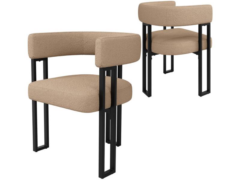 SeedWave Esszimmerstuhl 2er-Set Flanell Küchenstuhl mit Gepolstertem Sitzkissen, Eisenfüßen, Polsterstuhl mit höhenverstellbare Metallfüßen von SeedWave