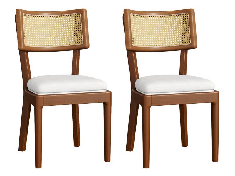 SeedWave Esszimmerstuhl 2er Set Küchenstühle aus Massivholz-Gestell, Rattan-Rückenlehne, Polsterstuhl inkl. Leinenstoff Sitzkissen SeedWave Esszimmerstuhl 2er Set Küchenstühle aus Massivholz-Gestell, Rattan-Rückenlehne, Polsterstuhl inkl. Leinenstoff Sitzkissen von SeedWave