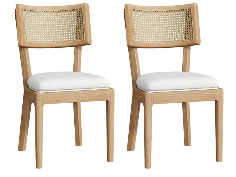 SeedWave Esszimmerstuhl 2er Set Küchenstühle aus Massivholz-Gestell, Rattan-Rückenlehne, Polsterstuhl inkl. Leinenstoff Sitzkissen SeedWave Esszimmerstuhl 2er Set Küchenstühle aus Massivholz-Gestell, Rattan-Rückenlehne, Polsterstuhl inkl. Leinenstoff Sitzkissen von SeedWave