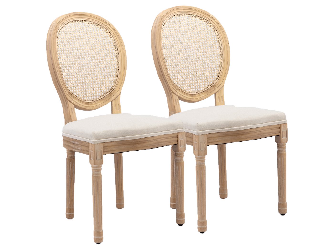 SeedWave Esszimmerstuhl 2er Set Küchenstuhl aus Massivholz-Gestell, mit Rattan-Rückenlehne, Polsterstuhl inkl. Leinenbezug Sitzfläche SeedWave Esszimmerstuhl 2er Set Küchenstuhl aus Massivholz-Gestell, mit Rattan-Rückenlehne, Polsterstuhl inkl. Leinenbezug Sitzfläche von SeedWave