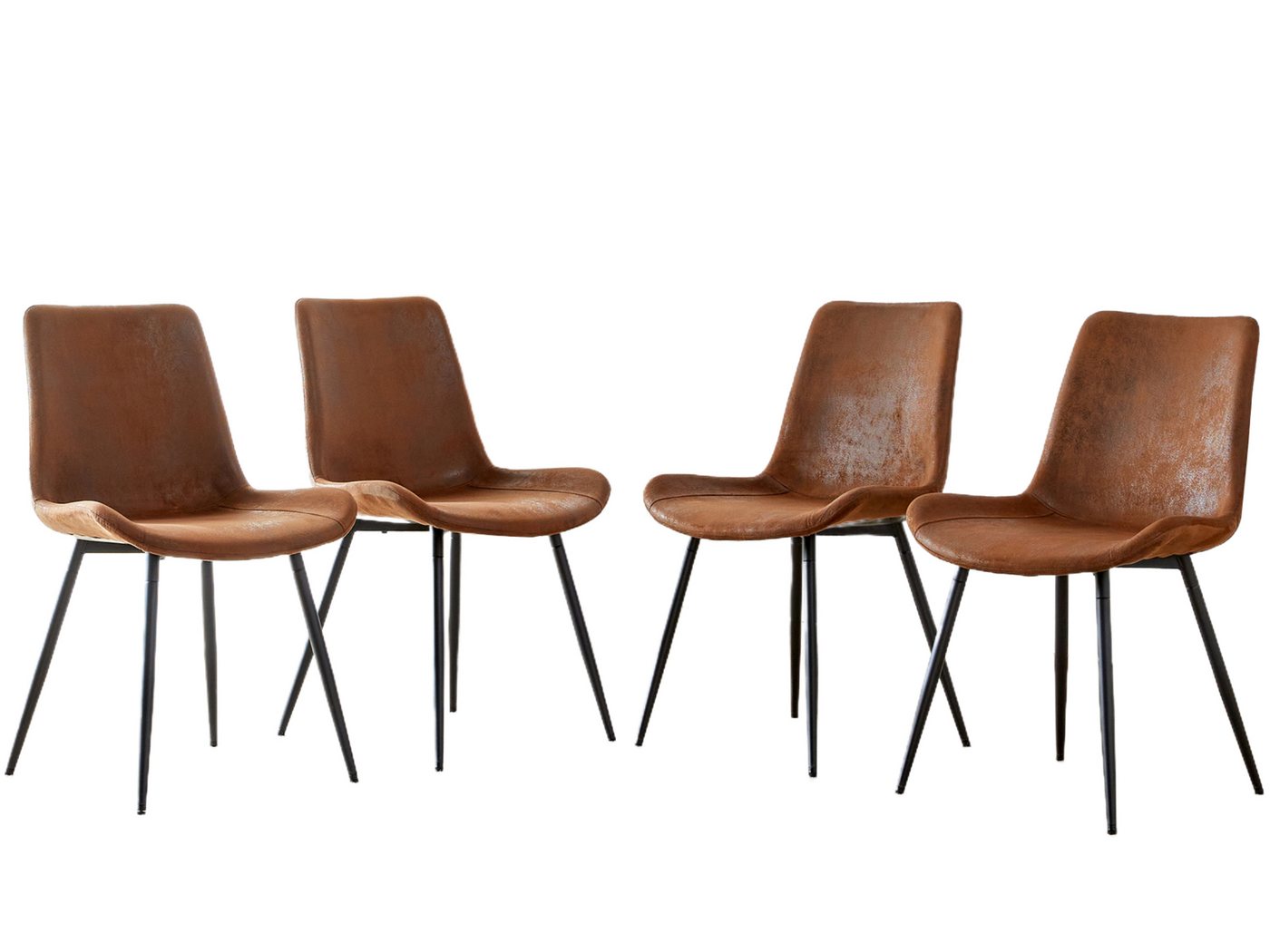 SeedWave Esszimmerstuhl 4er Set Küchenstuhl Retrostil Polsterstuhl mit Gepolstertem Sitz, Metallfüße mit Anti-Rutsch-Pads von SeedWave