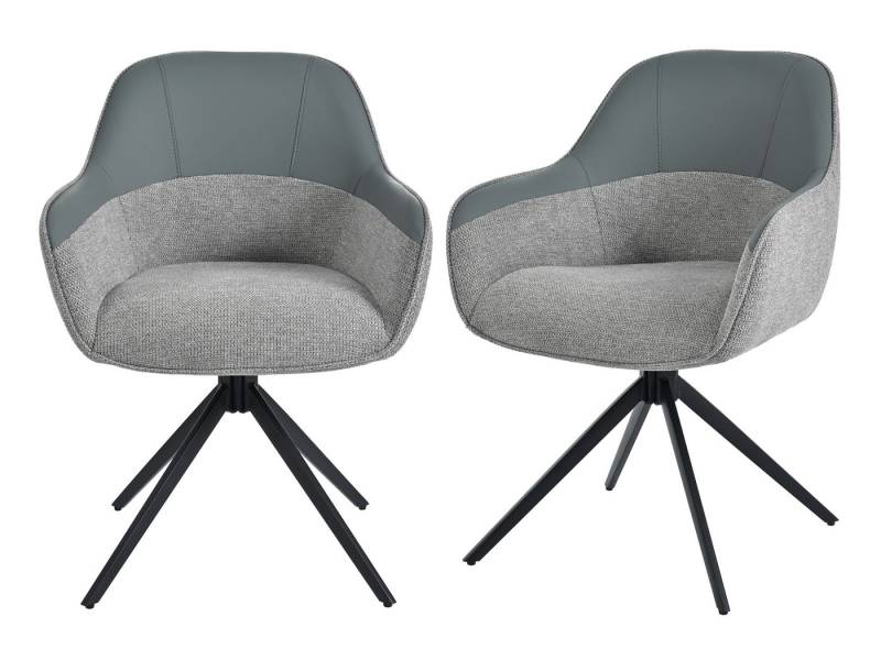 SeedWave Esszimmerstuhl Drehstuhl 2er Set, mit 360° Drehfunktion, Kunstleder-Stoffmix, 9 cm Sitzpolster, stabile Pyramidenbeine aus Metall, höhenverstellbare von SeedWave