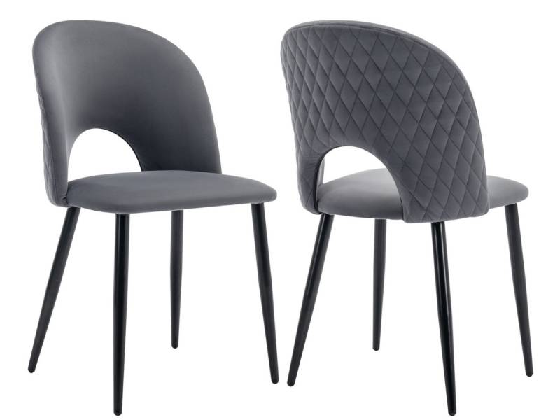 SeedWave Esszimmerstuhl Gepolsterte Stühle mit Rückenlehne und verstellbaren Füßen, Rautenmuster,Metallrahmen,Samt Esszimmerstühle 2er Set/ 4er Set von SeedWave