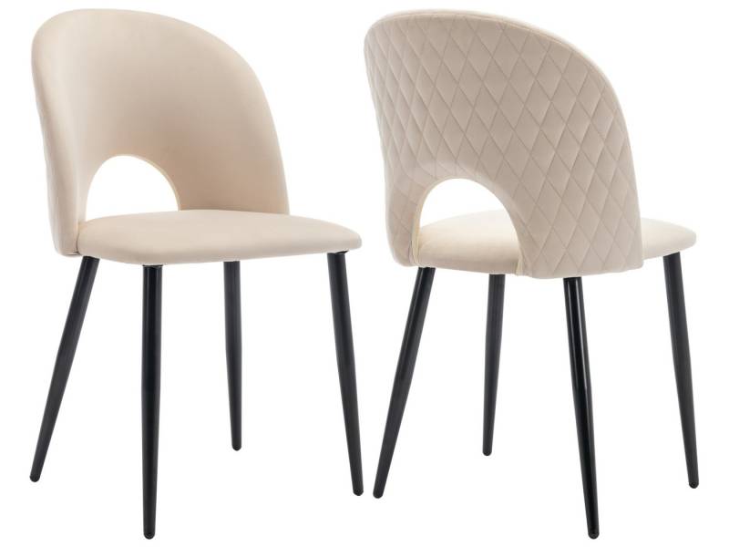 SeedWave Esszimmerstuhl Gepolsterte Stühle mit Rückenlehne und verstellbaren Füßen, Rautenmuster,Metallrahmen,Samt Esszimmerstühle 2er Set/ 4er Set von SeedWave