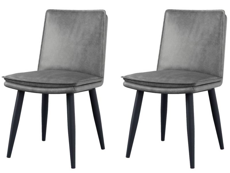 SeedWave Esszimmerstuhl Set aus 2, PU Leder Küchenstühle mit Gepolstertem Sitz, Metallfüßen, 50cm Sitztiefe, Anti-Rutsch-Pad von SeedWave