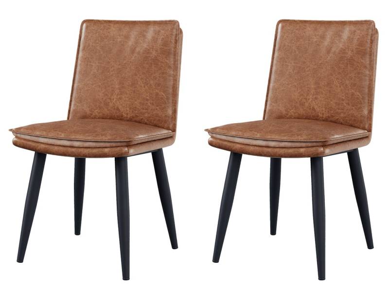 SeedWave Esszimmerstuhl Set aus 2, PU Leder Küchenstühle mit Gepolstertem Sitz, Metallfüßen, 50cm Sitztiefe, Anti-Rutsch-Pad von SeedWave