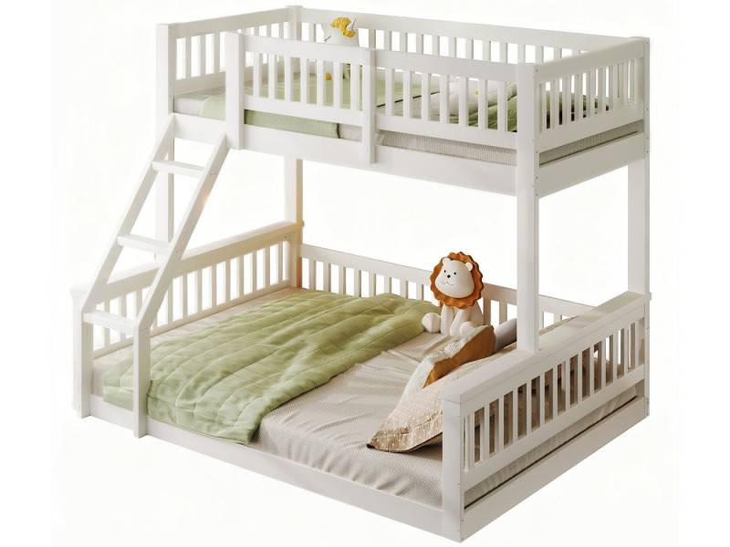 SeedWave Etagenbett Modernes Holzbett mit 2 Liegeflächen, Schutzgeländern, 90/140 x 200cm von SeedWave