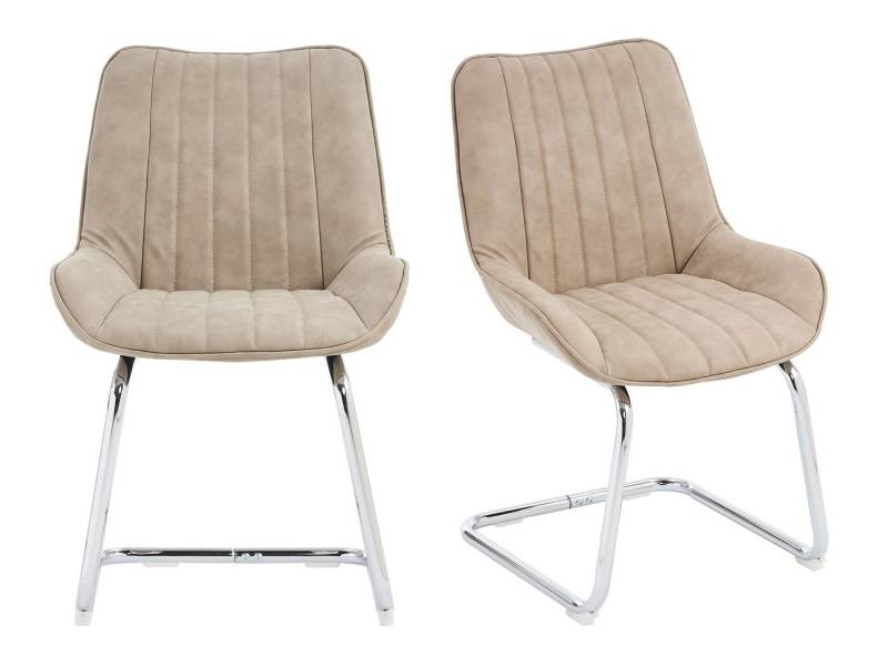SeedWave Freischwinger 2er Set, Ergonomisch Gepolstert mit PU-Bezug, Robuste Stahlbeine, Rutschfest, Vertikale Ziernähte, Leicht Aufzubauen, Modernes Design von SeedWave