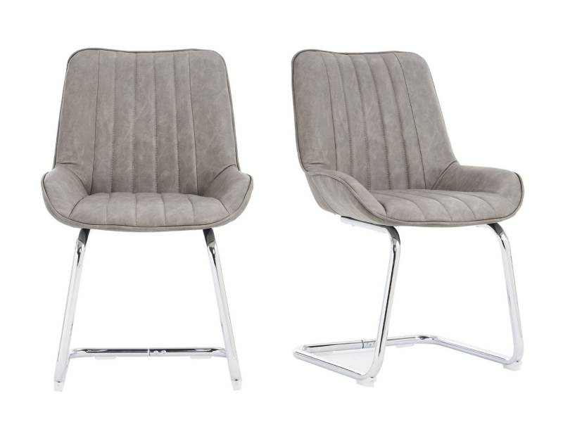SeedWave Freischwinger 2er Set, Ergonomisch Gepolstert mit PU-Bezug, Robuste Stahlbeine, Rutschfest, Vertikale Ziernähte, Leicht Aufzubauen, Modernes Design von SeedWave