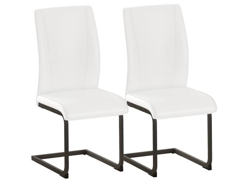 SeedWave Freischwinger 2er Set Esszimmerstühle, Kunststoff Polsterstuhl aus Metallgestell, Anti-Rutsch-Pads von SeedWave