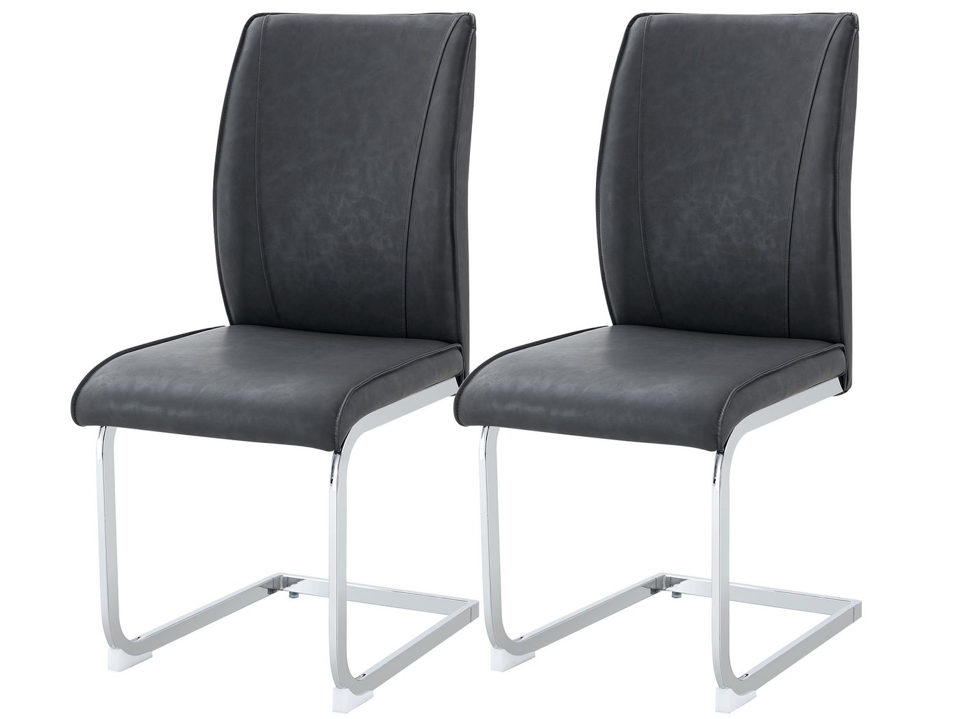 SeedWave Freischwinger 2er Set Esszimmerstühle PU Küchenstuhl mit Geschwungener Rücklehne, Polsterstuhl inkl. Metallbasis mit Anti-Rutsch-Pads von SeedWave