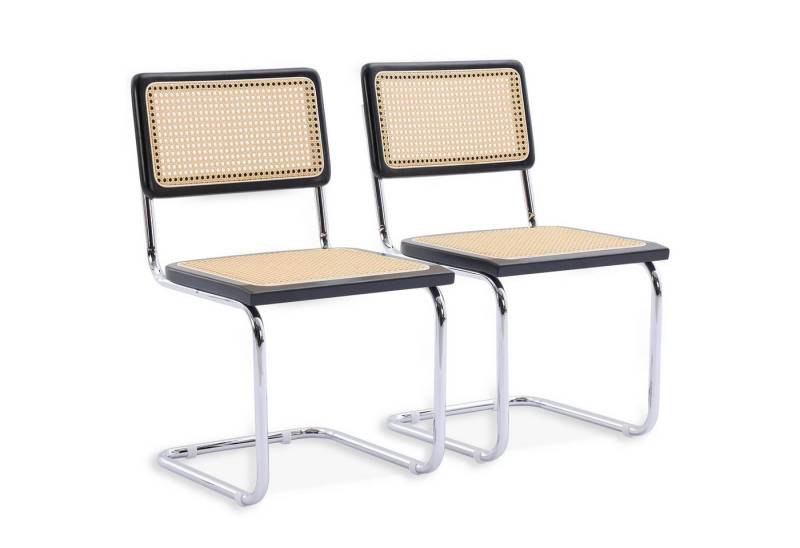 SeedWave Freischwinger 2er-Set Retro Esszimmerstühle mit Rattan-Rückenlehne & Sitz, Chrom Beine, Stuhlgleiter Freischwinger, Vintage-Stil SeedWave Freischwinger 2er-Set Retro Esszimmerstühle mit Rattan-Rückenlehne & Sitz, Chrom Beine, Stuhlgleiter Freischwinger, Vintage-Stil von SeedWave