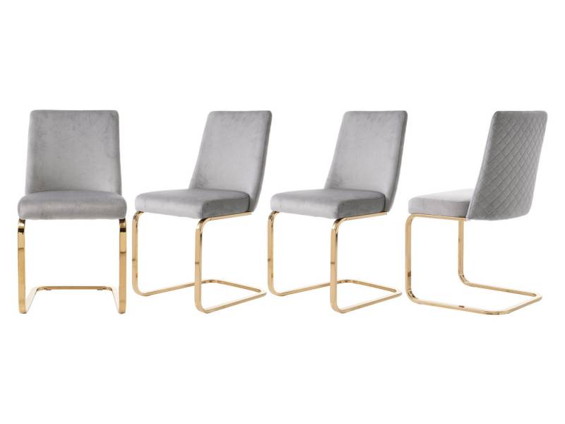 SeedWave Freischwinger Samt-Schwingstühle mit Rautenmuster Rückenlehne, Freischwinger stühle, 2er set / 4er set,Esszimmerstühle mit Metallsockel von SeedWave