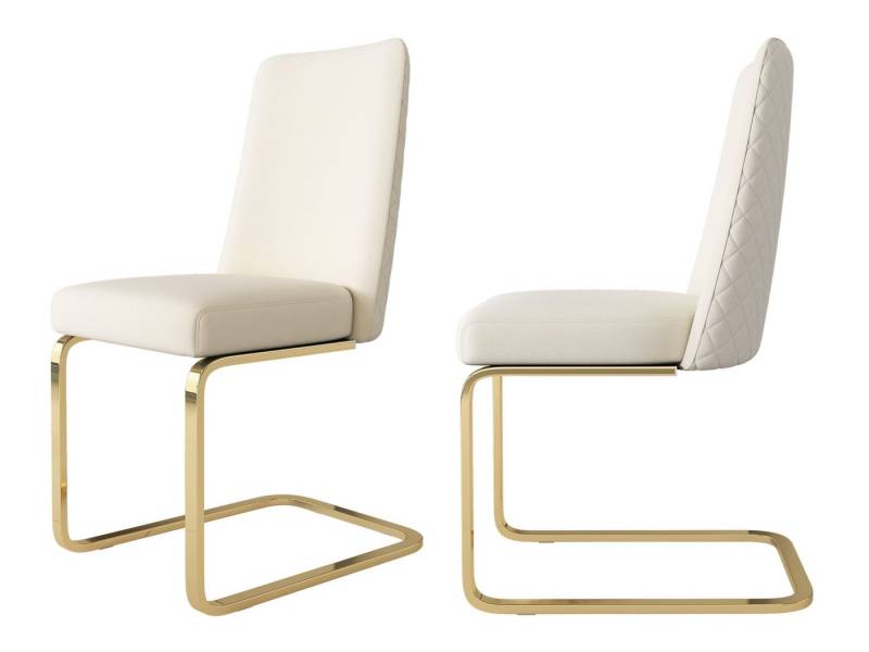 SeedWave Freischwinger Samt-Schwingstühle mit Rautenmuster Rückenlehne, Freischwinger stühle, 2er set / 4er set,Esszimmerstühle mit Metallsockel von SeedWave