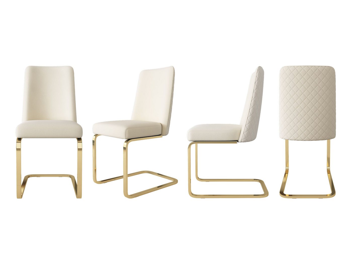 SeedWave Freischwinger Samt-Schwingstühle mit Rautenmuster Rückenlehne, Freischwinger stühle, 2er set / 4er set,Esszimmerstühle mit Metallsockel von SeedWave