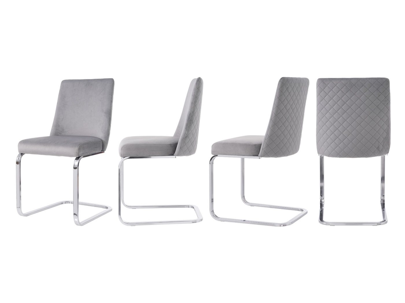 SeedWave Freischwinger Samt-Schwingstühle mit Rautenmuster Rückenlehne, Freischwinger stühle, 2er set / 4er set,Esszimmerstühle mit Metallsockel von SeedWave