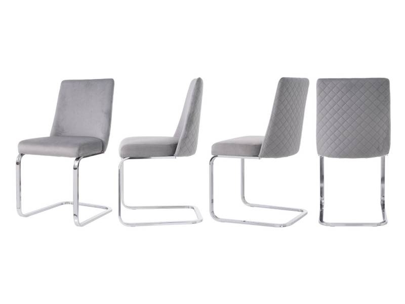 SeedWave Freischwinger Samt-Schwingstühle mit Rautenmuster Rückenlehne, Freischwinger stühle, 2er set / 4er set,Esszimmerstühle mit Metallsockel von SeedWave