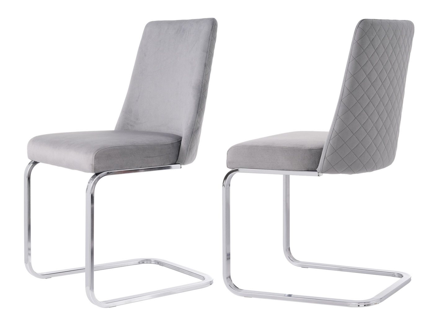 SeedWave Freischwinger Samt-Schwingstühle mit Rautenmuster Rückenlehne, Freischwinger stühle, 2er set / 4er set,Esszimmerstühle mit Metallsockel von SeedWave