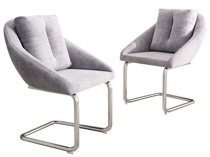 SeedWave Freischwinger Velours-Freischwinger Set aus 2, Bequeme Stühle,mit Stützkissen, Metallbogengestell, 150kg Tragkraft von SeedWave