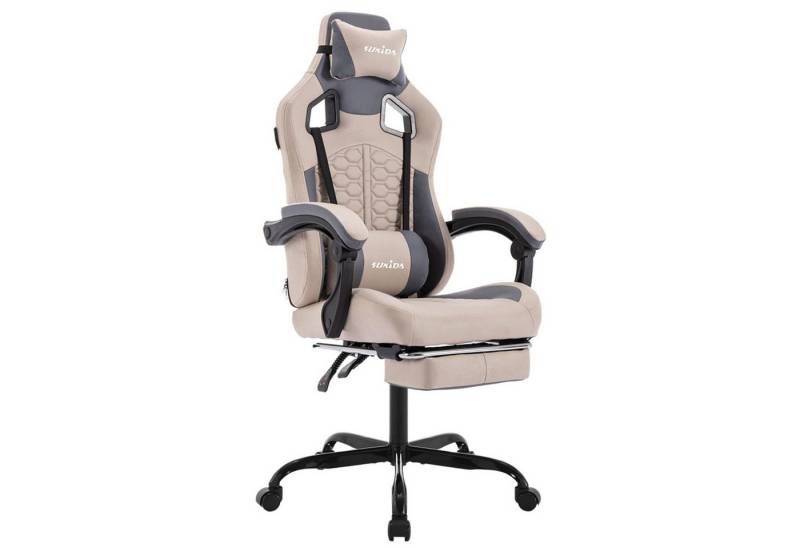 SeedWave Gaming-Stuhl Computerstuhl Ergonomisch mit Fußstütze und massagefunktion, PC Stuhl mit 135° Verstellbare Rückenlehne und Lendenwirbelstütze von SeedWave