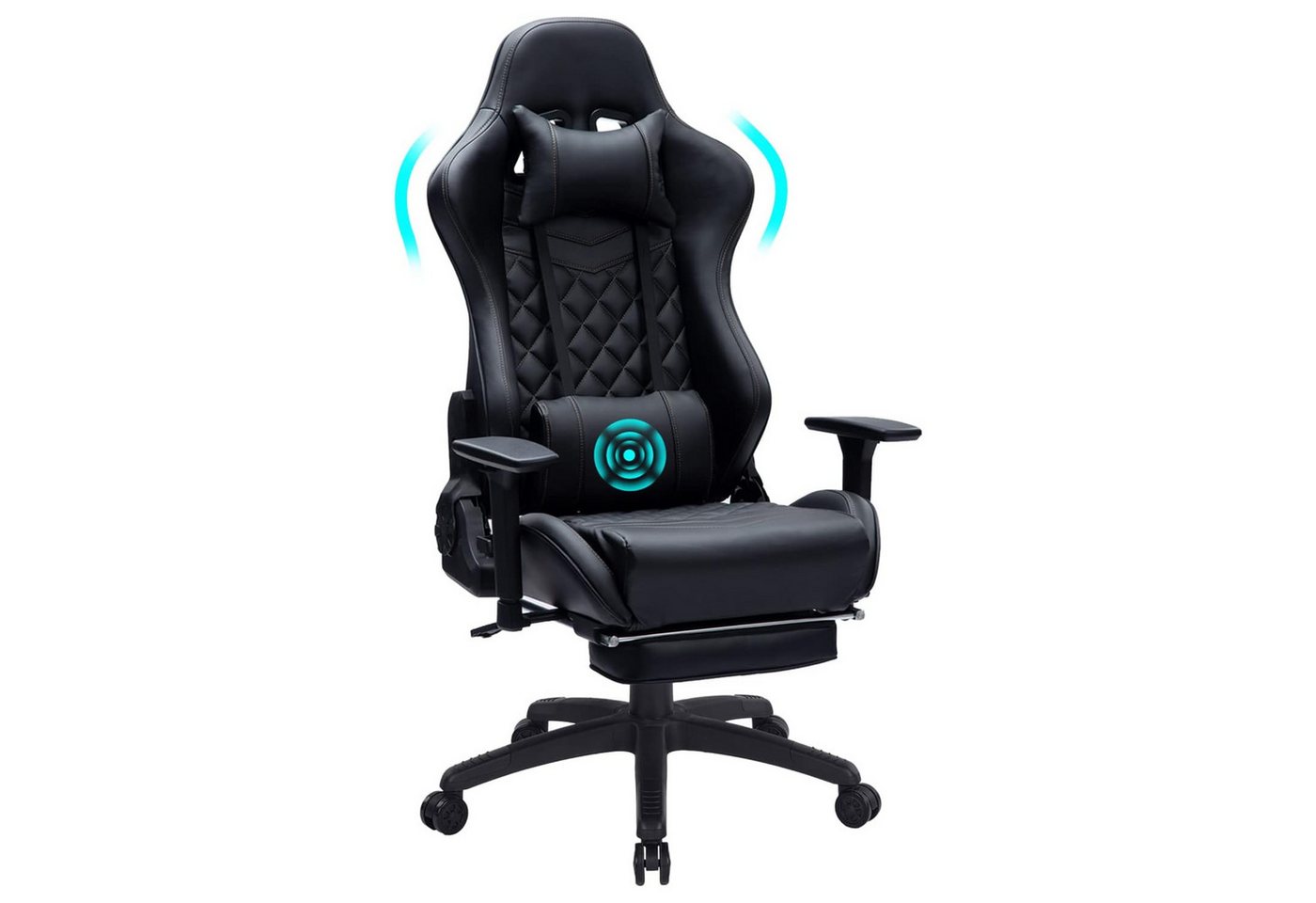 SeedWave Gaming-Stuhl PU Leder Game Stuhl mit Massagefunktion, Chefsessel Bürostuhl bis180kg, Ergonomischer Computerstuhl mit verstellbare Armlehnen von SeedWave