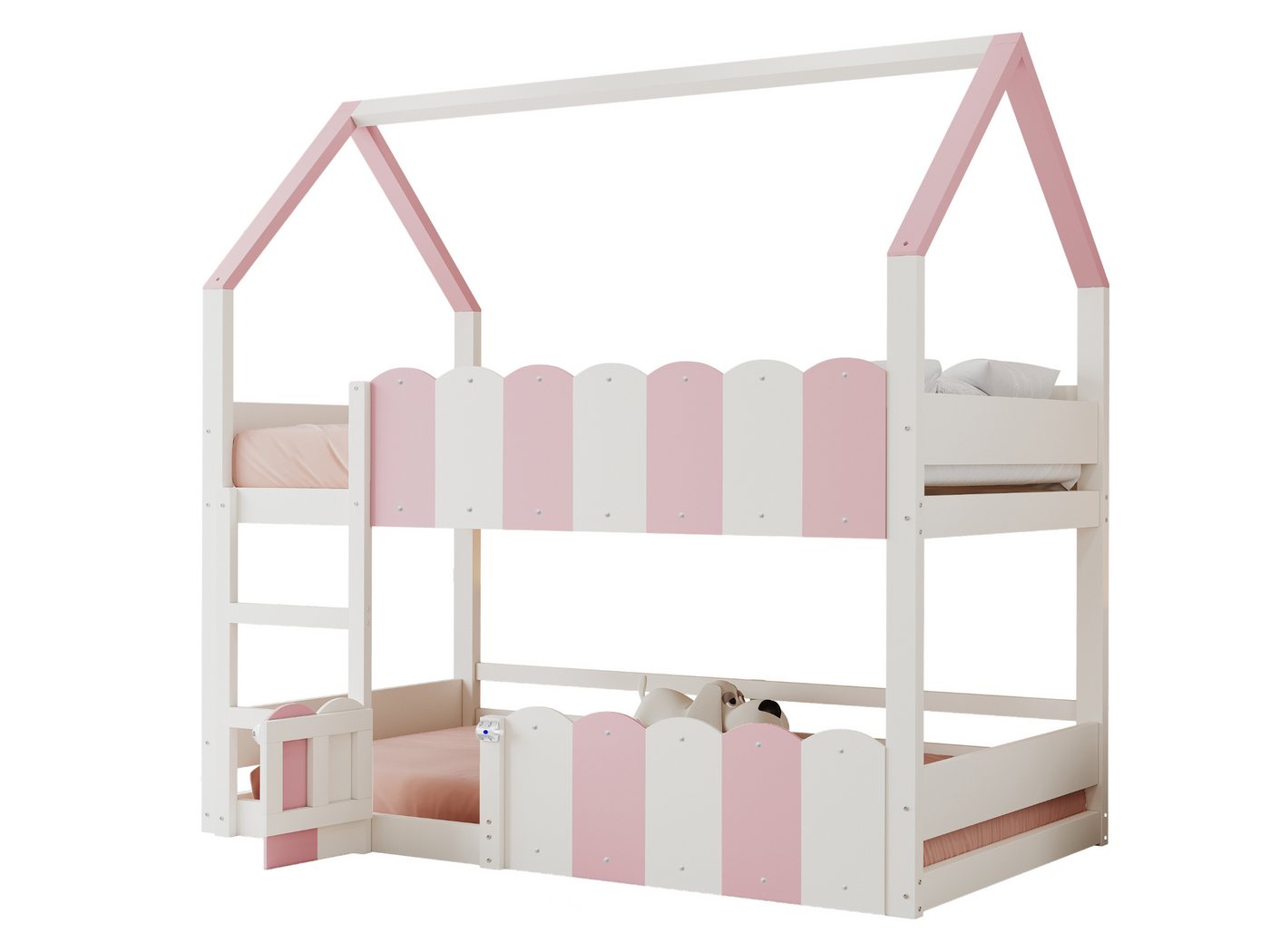 SeedWave Hochbett Hausförmiges Kinderbett mit 1 Liegefläche, 2-stufiger Leiter, 90×200cm Unterer Raum für flexible Nutzung, Schutzgeländer SeedWave Hochbett Hausförmiges Kinderbett mit 1 Liegefläche, 2-stufiger Leiter, 90×200cm Unterer Raum für flexible Nutzung, Schutzgeländer von SeedWave
