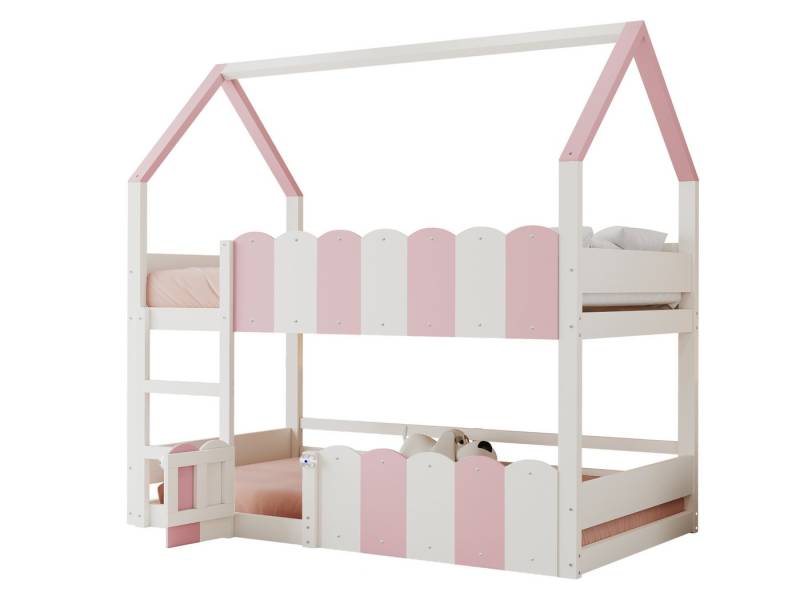 SeedWave Hochbett Hausförmiges Kinderbett mit 1 Liegefläche, 2-stufiger Leiter, 90×200cm Unterer Raum für flexible Nutzung, Schutzgeländer SeedWave Hochbett Hausförmiges Kinderbett mit 1 Liegefläche, 2-stufiger Leiter, 90×200cm Unterer Raum für flexible Nutzung, Schutzgeländer von SeedWave