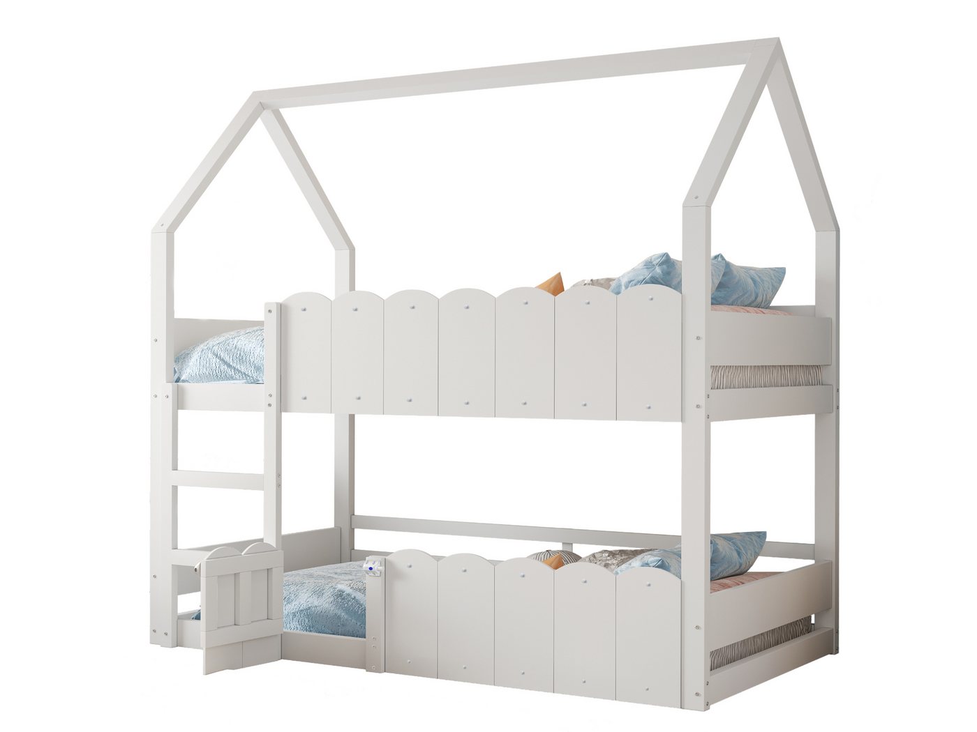 SeedWave Hochbett Hausförmiges Kinderbett mit 1 Liegefläche, 2-stufiger Leiter, 90×200cm Unterer Raum für flexible Nutzung, Schutzgeländer SeedWave Hochbett Hausförmiges Kinderbett mit 1 Liegefläche, 2-stufiger Leiter, 90×200cm Unterer Raum für flexible Nutzung, Schutzgeländer von SeedWave