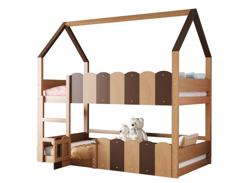SeedWave Hochbett Hausförmiges Kinderbett mit 1 Liegefläche, 2-stufiger Leiter, 90×200cm Unterer Raum für flexible Nutzung, Schutzgeländer SeedWave Hochbett Hausförmiges Kinderbett mit 1 Liegefläche, 2-stufiger Leiter, 90×200cm Unterer Raum für flexible Nutzung, Schutzgeländer von SeedWave