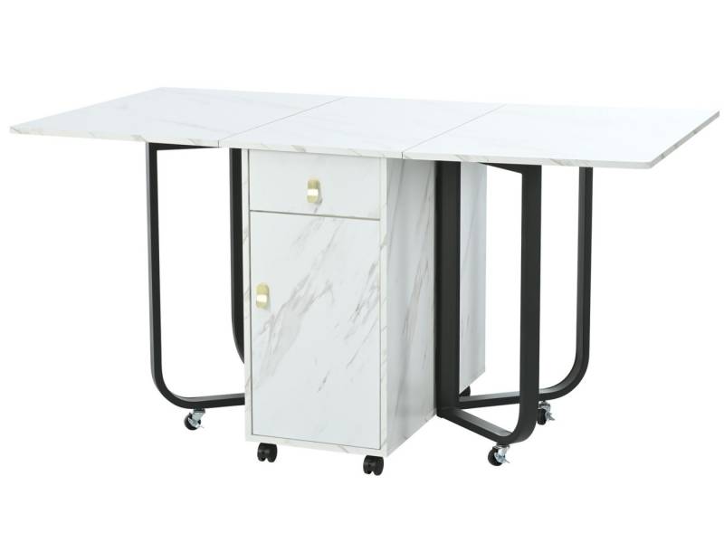 SeedWave Klapptisch Marmortextur Esstisch mit Rollen, Klappbarer Esstisch mit Stauraum, Multifunktionaler Couchtisch von SeedWave