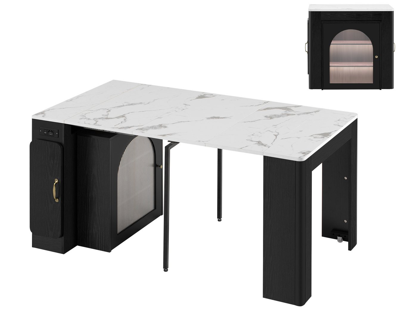 SeedWave Kücheninsel Mehrzweck Küchenschrank mit Ausziebarem Esstisch, Ladefunktion, Höhenverstellbare Mittelfüße, verstellbare Helligkeit vom LED-Licht SeedWave Kücheninsel Mehrzweck Küchenschrank mit Ausziebarem Esstisch, Ladefunktion, Höhenverstellbare Mittelfüße, verstellbare Helligkeit vom LED-Licht von SeedWave