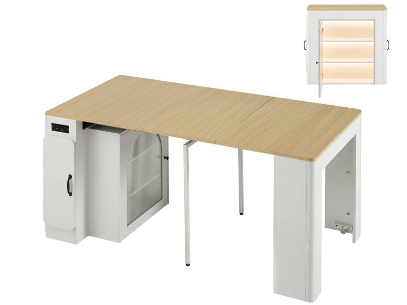 SeedWave Kücheninsel Mehrzweck Küchenschrank mit Ausziebarem Esstisch, Ladefunktion, Höhenverstellbare Mittelfüße, verstellbare Helligkeit vom LED-Licht SeedWave Kücheninsel Mehrzweck Küchenschrank mit Ausziebarem Esstisch, Ladefunktion, Höhenverstellbare Mittelfüße, verstellbare Helligkeit vom LED-Licht von SeedWave