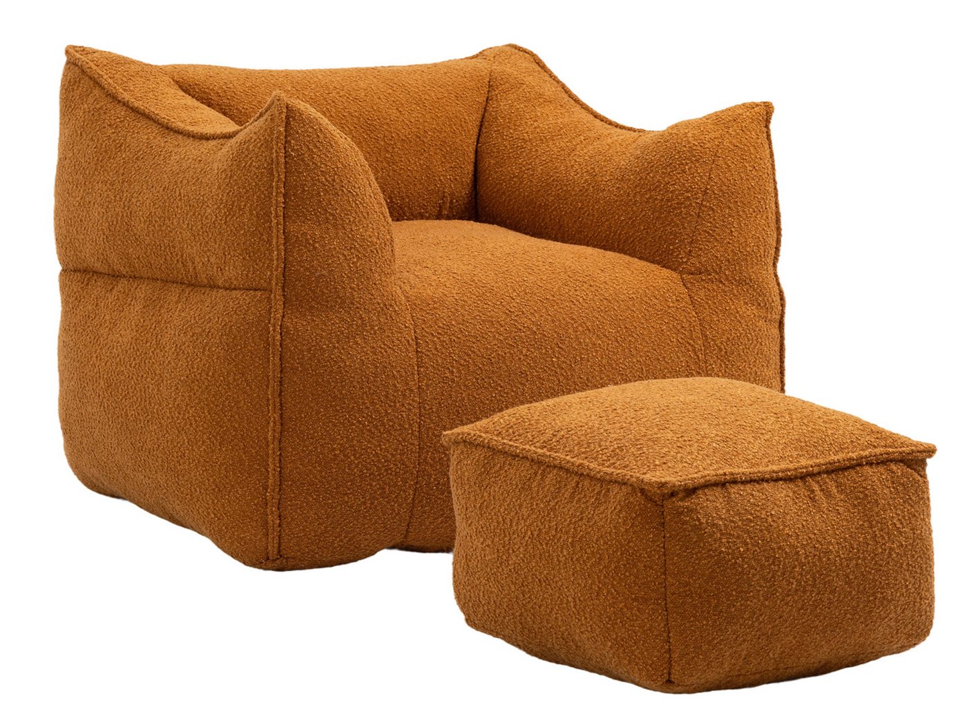 SeedWave Relaxsessel Sitzsäcke mit Hocker für Erwachsene, Teddy-Stoff Sessel (Armlehnstuhl mit Hocker), Super weiches faules Sofa von SeedWave