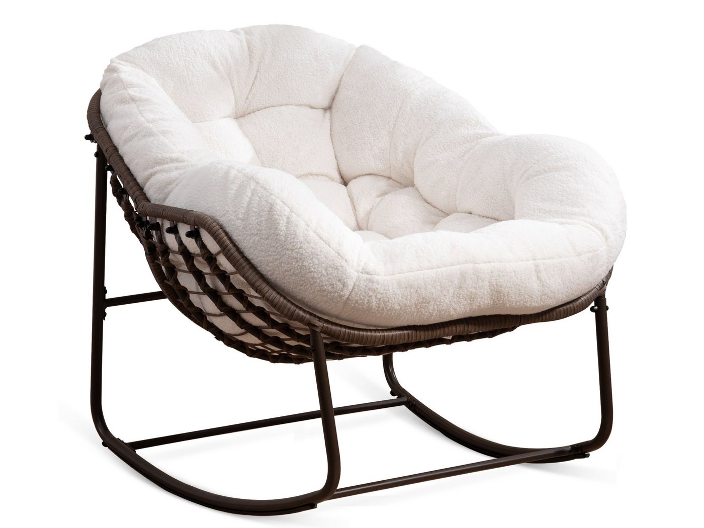 SeedWave Schaukelstuhl Übergrößen mit PE-Rattangeflecht, 15cm dickes Samtkissen, bequemer Loungesessel, stylische Eierschalenform, modernes Design SeedWave Schaukelstuhl Übergrößen mit PE-Rattangeflecht, 15cm dickes Samtkissen, bequemer Loungesessel, stylische Eierschalenform, modernes Design von SeedWave