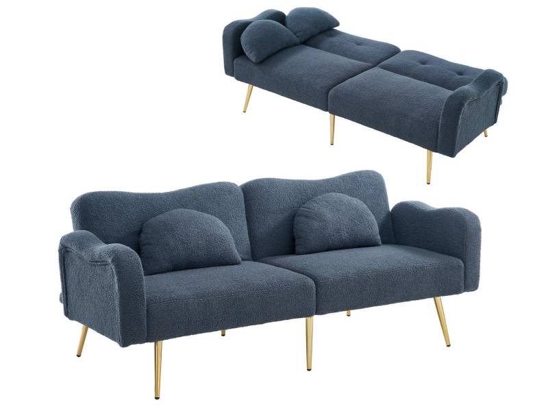 SeedWave Schlafsofa 2-Sitzer Gästebett mit Wollestoff, Rückenlehne in 3-Stufen Verstellbar, Drei Liegepositionen - 105°,135°, 180°, 2 Zierkissens SeedWave Schlafsofa 2-Sitzer Gästebett mit Wollestoff, Rückenlehne in 3-Stufen Verstellbar, Drei Liegepositionen - 105°,135°, 180°, 2 Zierkissens von SeedWave